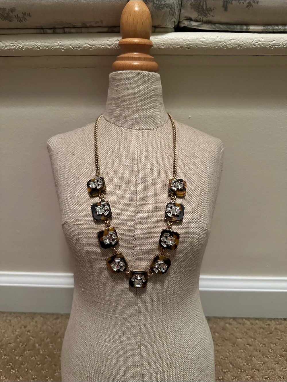 J.Crew Gold-tone Tortoiseshell & Crystal Statement Necklace - Women Jewelry